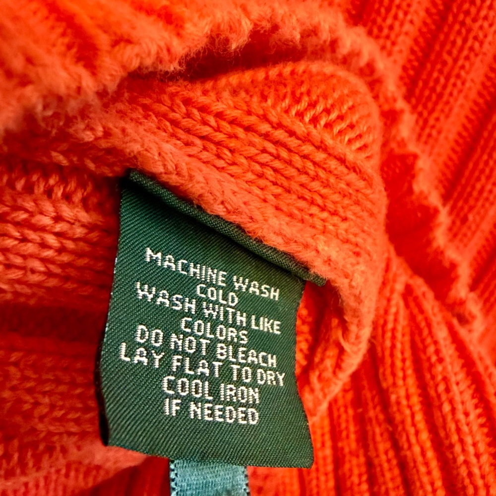 Ralph Lauren LRL Lauren Jeans Co Vibrant Orange Cowl Neck Sweater Size L - Picture 5 of 5